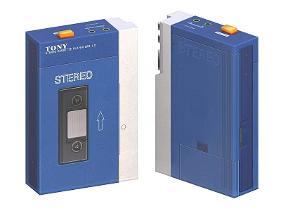 TOX Portable Stereo Tape Player With Blue And White Design For Daily Use 3d model