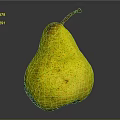 Fresh Ripe Yellow Pear With Brown Spots And Stem On Dark Background