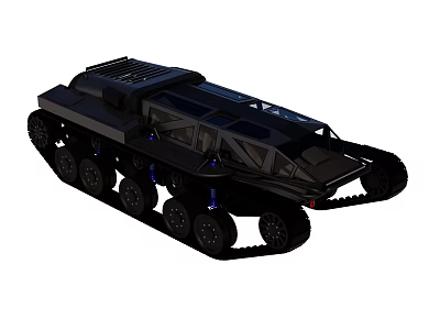 Black All Terrain Utility Vehicle With Tracks And Robust Wheel System 3d model