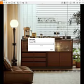 Quiet Antique Style Locker Decorative Cabinet Sideboard Decoration Combination Single Sofa Floor Lamp 3d model