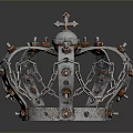 Home Decor Metal Crown Decoration With Chain Bolt And Cross Design