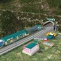 Modern Road Facilities With Tunnel Service Building Lanes And Signage In Mountainous Area