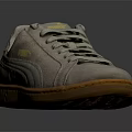 Gray Suede Casual Shoes With Brown Sole And Brand Logo Design For Daily Wear