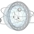 Modern Transparent Sphere Chandelier With Silver Metal Frame And Circular Accents