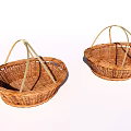 Two Handmade Wicker Storage Baskets with Sturdy Handles for Home Organization