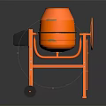 Orange Portable Concrete Mixer With Stand And Wheels For Construction Work 3d model