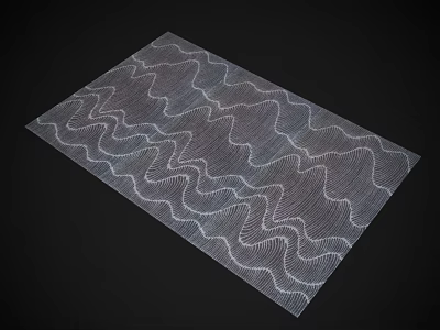 Modern Gray And White Square Carpet With Wave Pattern For Living Room Decor 3d model