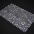 Modern Gray And White Square Carpet With Wave Pattern For Living Room Decor