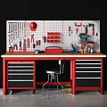 Hardware Tools Workbench with Pegboard Organizer and Storage Drawers 3d model
