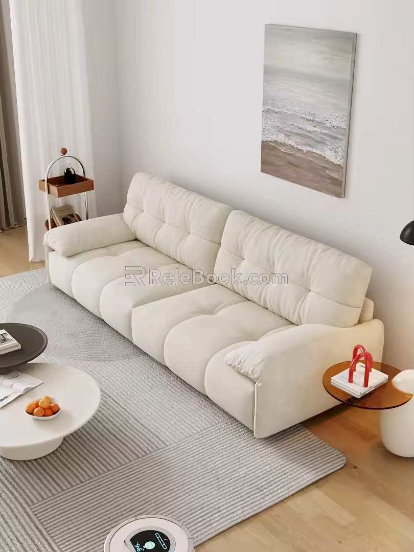 Cream style double sofa 3d model