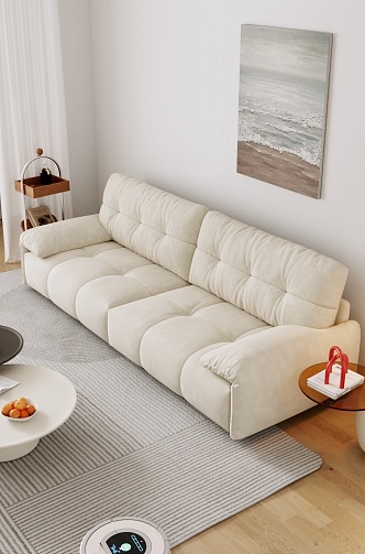 Cream style double sofa 3d model