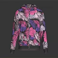 Fashionable Hooded Sweatshirt With Vibrant Leaf Pattern In Pink Purple White Colors