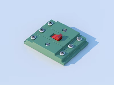 Green Square Household Item With Red Component And Silver Screws 3d model