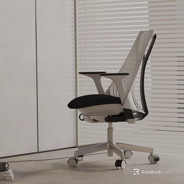 Ergonomic Office Chair With Mesh Back Gray and Black Design for Workspace 3d model 