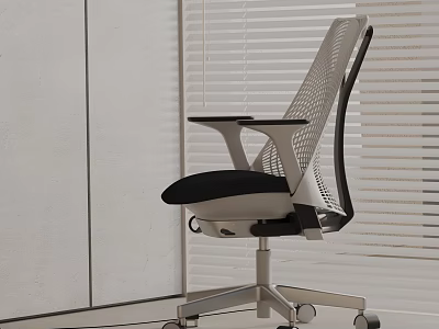 Ergonomic Office Chair With Mesh Back Gray and Black Design for Workspace 3d model