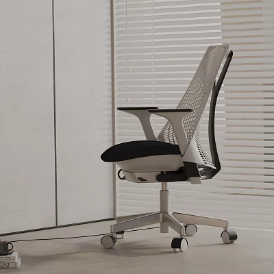 Ergonomic Office Chair With Mesh Back Gray and Black Design for Workspace 3d model