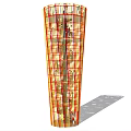 Modern Conical Tower With Orange Yellow Grid Exterior Architectural Design 3d model