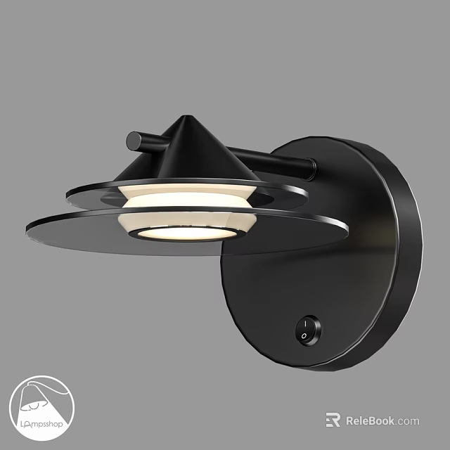 Modern Black Metal Wall Lamp With Layered Structure And Warm Light 3d model 
