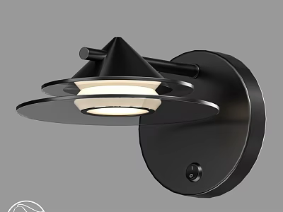 Modern Black Metal Wall Lamp With Layered Structure And Warm Light 3d model