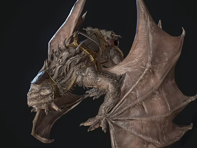 Knight Riding On Mythical Dragon With Large Wings And Scaled Body In Medieval Fantasy Scene 3d model