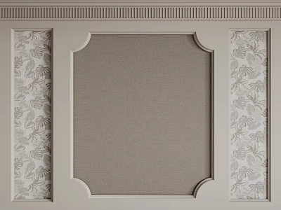 Bedroom Accent Wall Design With Fabric Panel And Floral Pattern Details 3d model