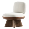 Modern Upholstered Single Chair With Patterned Fabric And Wooden Cone Legs