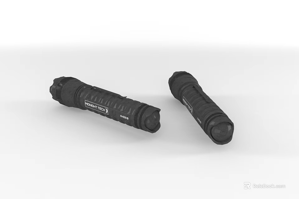 Modern Black Flashlights As Essential Daily Electrical Appliances With Ergonomic Design 3d model 