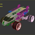 Modern Military Vehicle With Armored Gray Green Body Large Wheels And Roof Exhaust Pipes