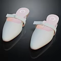 White Pointed Toe Mules With Pink Inner And Bow Detail