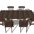 Classic Wooden Dining Table Set With Six Matching Chairs For Home