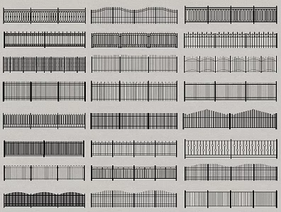 Modern Wrought Iron Railing Guardrail Fence Wrought Iron Fence Protective Fence Railing 3d model