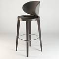 Modern Bar Stool With Round Seat Curved Fabric Backrest And Metal Footrest