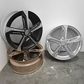 Car Tires Featuring Black Gold Silver Wheel Rims In Different Colors