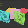 Apple Multicolor Portable Computer Devices With Square Design Circular Control Buttons And Logo 3d model