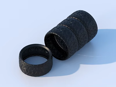 Black Textured Ring Shaped Silicone Household Items Stackable For Daily Practical Use 3d model