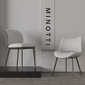 Minotti Modern Dining Chairs With Light Gray And White Upholstery Wooden Legs