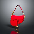 Stylish Red Handbag with Golden Hardware and D Shaped Buckle