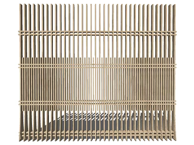 Light Brown Wooden Slatted Room Divider with Horizontal and Vertical Lines 3d model