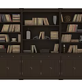 Traditional Wooden Bookshelf Cabinet With Multiple Shelves Books Vases Ornaments And Storage Drawers