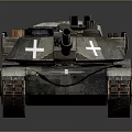 Camouflaged Military Tank Design With White Cross Symbols Top Storage And Cannon Barrel