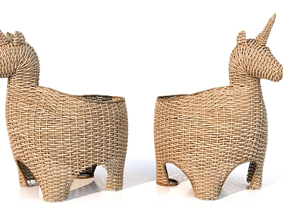 Wicker Unicorn Shaped Planters For Home Garden Decorative 3d model