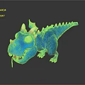 Cute Blue 3D Cartoon Dragon Character With White Horns Spikes And Tongue