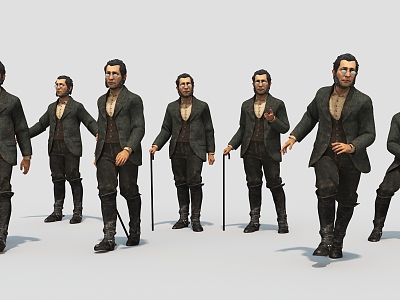 Scholar business European character middle-aged man 3d model