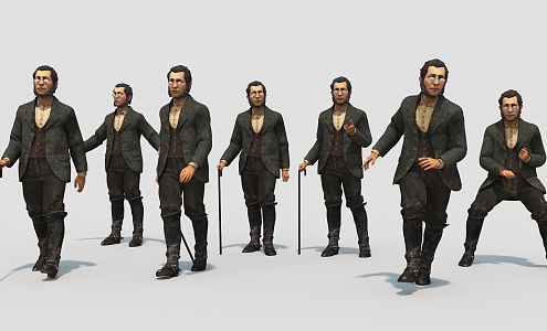 Scholar business European character middle-aged man 3d model