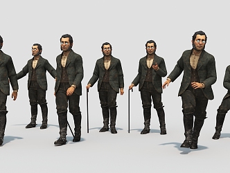 Scholar business European character middle-aged man 3d model