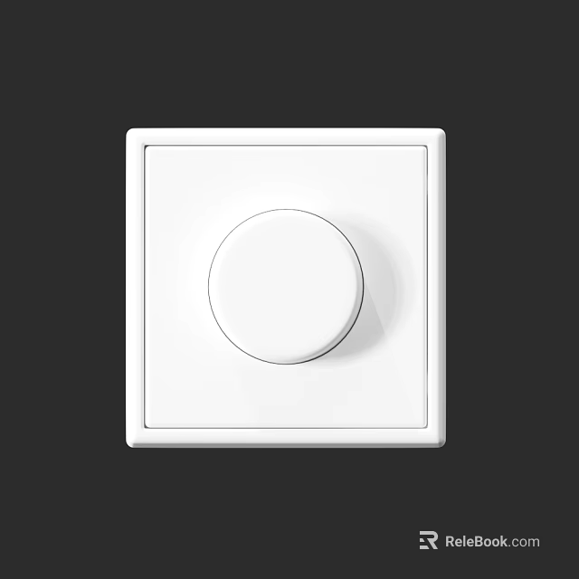 White Modern Switch Panel with Round Knob and Sleek Design for Home 3d model