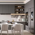 Modern open kitchen 3d model