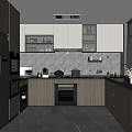 Modern Kitchen Interior Design With Wood And Gray Cabinets Integrated Appliances And Countertop