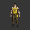 Full Body Man In Yellow Tank Top Number 51 Brown Pants Black Boots And Watch