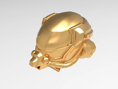 Gold Mechanical Helmet Shaped Decorative Ornament Set for Modern Interior Decoration 3d model
